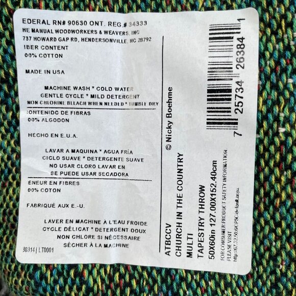 THE MANUAL WOODWORKERS AND WEAVERS PSALM 122:1 Tapestry Throw 50x60 NWT - Picture 4 of 4